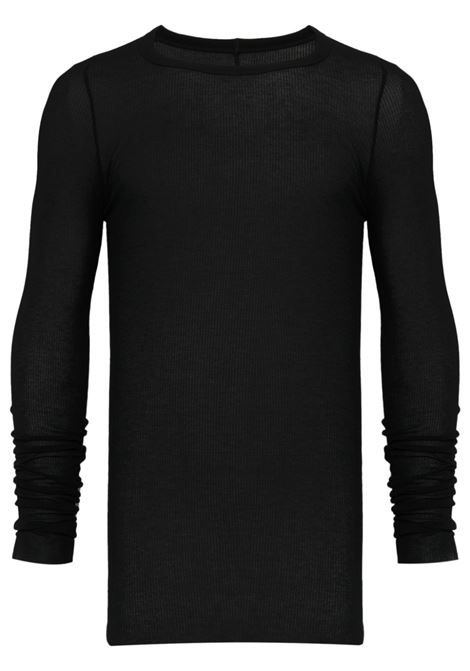 Black ribbed T-shirt Rick owens - men RICK OWENS | RU01E5250RC09